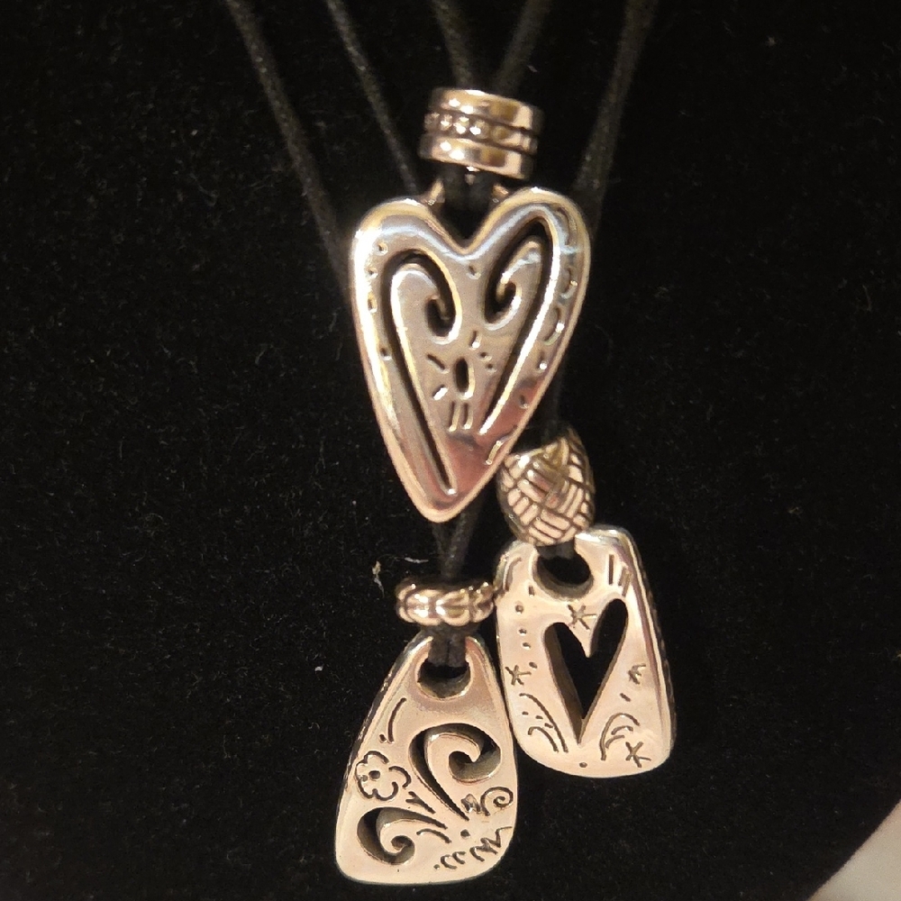 Brighton Black and Silver 3 Heart Necklace Set & Matching Earrings - Picture 2 of 8